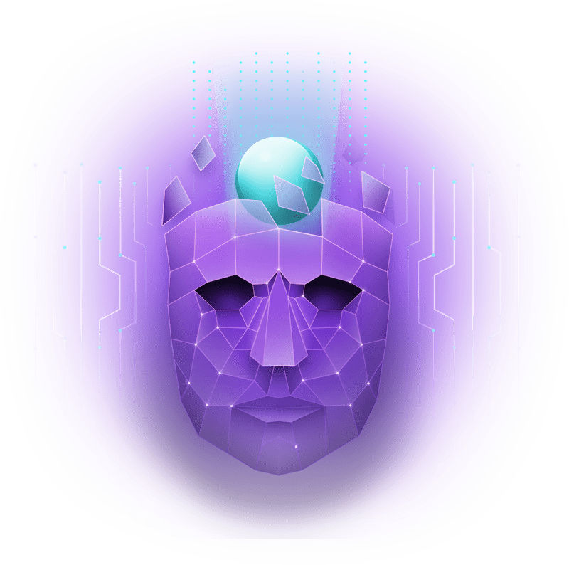 Rostro IA neón Agencia digital para pequeños negocios en Málaga